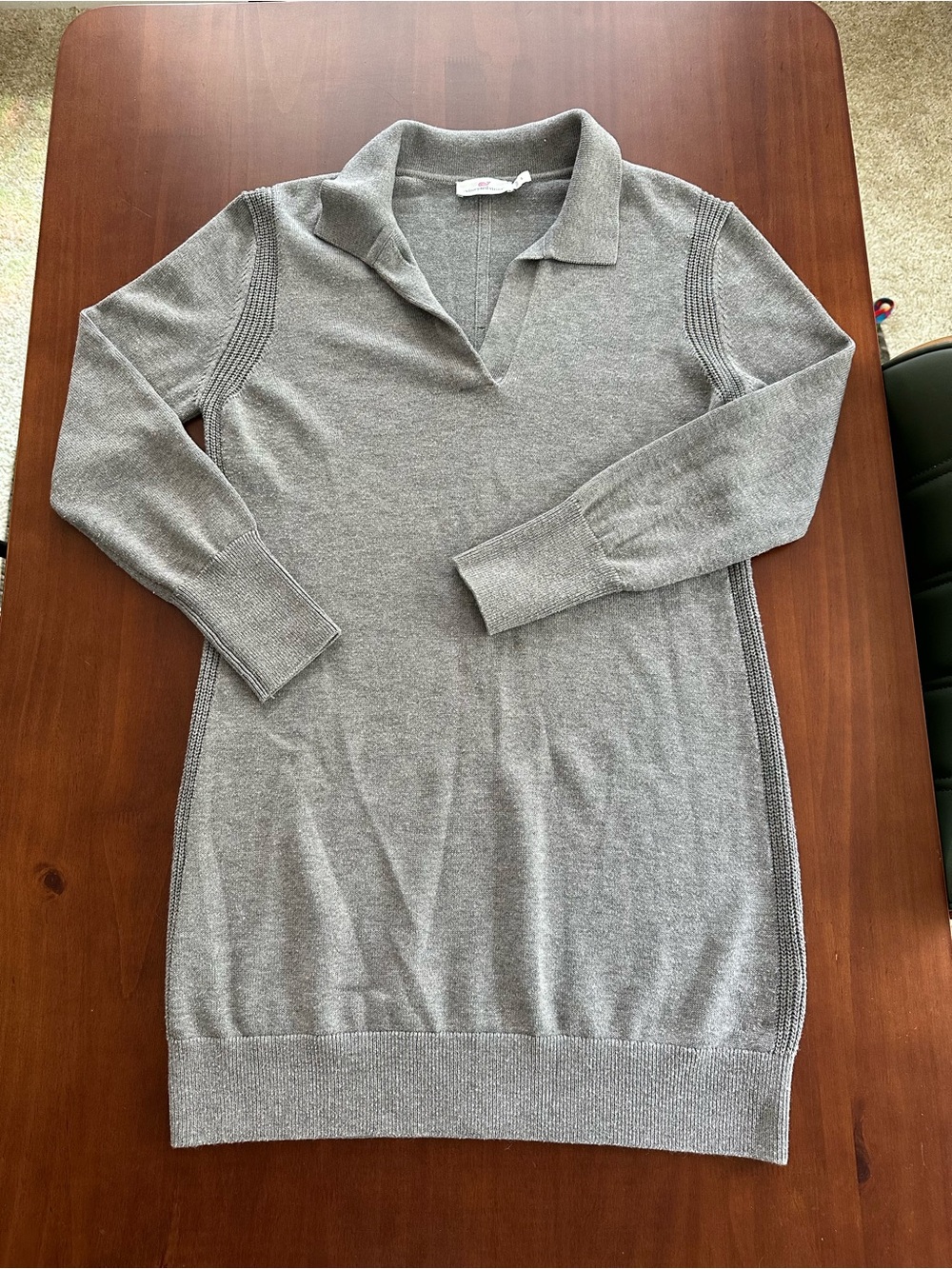 Vineyard Vines Gray Collared V-Neck Sweater Dress